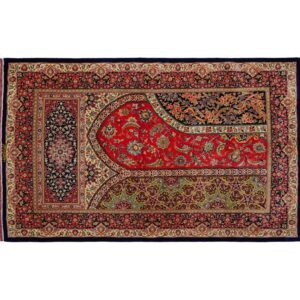 Qom Silk Prayer Rug-Aghajani Handicrafts