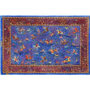 Qom Hunting Scene Silk Rug-Aghajani Handicrafts