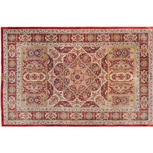 Silk Geometric Rug from Qom-Aghajani Handicrafts