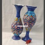 Pair of Enamelled Copper Vases Size 20