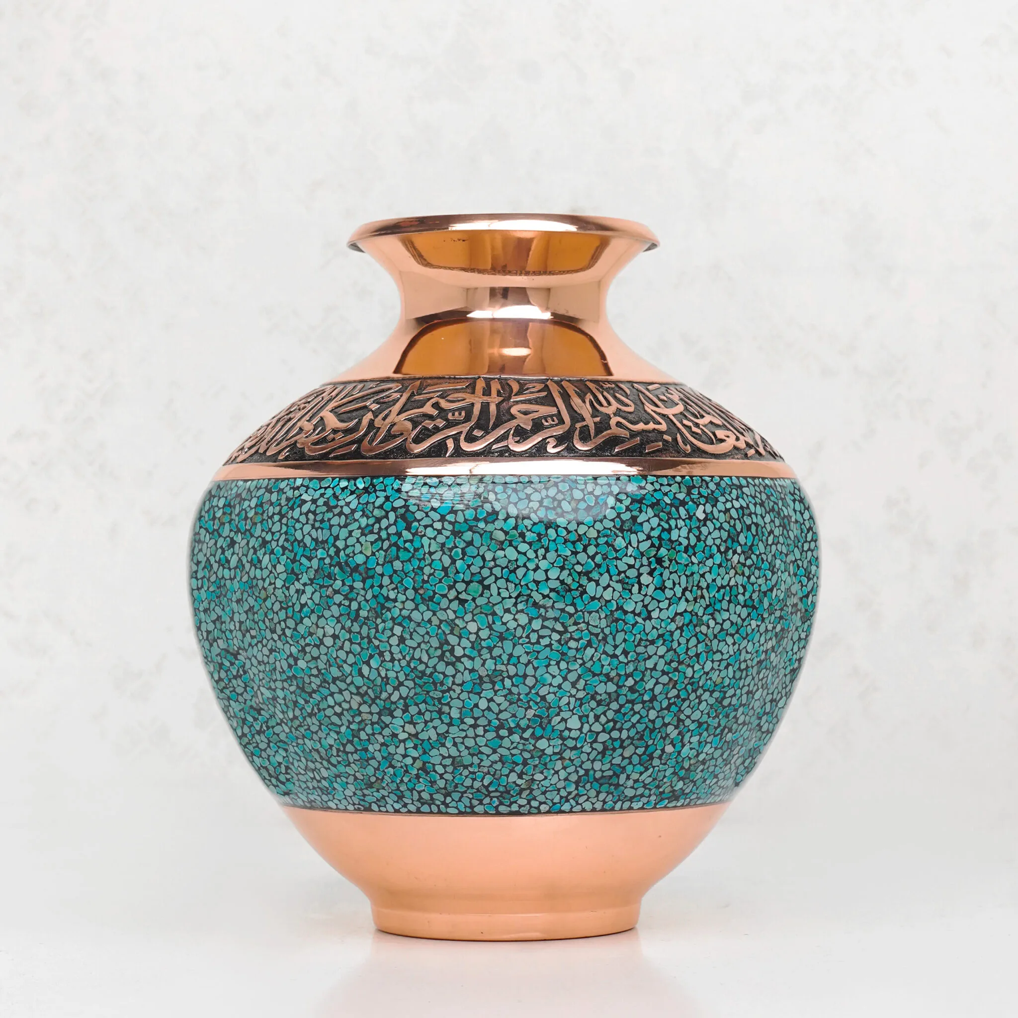 Turquoise Inlay Engraved Vase 36 cm – Aghajani Handicrafts